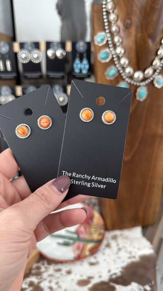 Orange spiny studs by Navajo artist Ester White