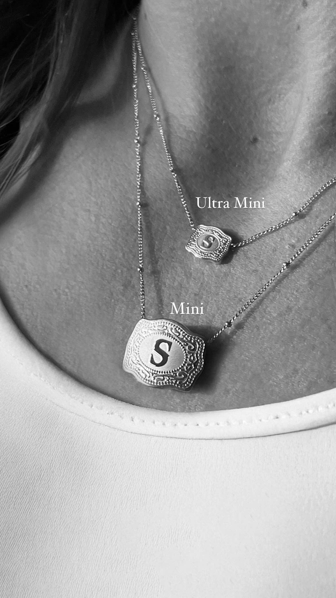 NEW! Ultra Mini Belt Buckle Necklace (Mama) - Silver: Silver