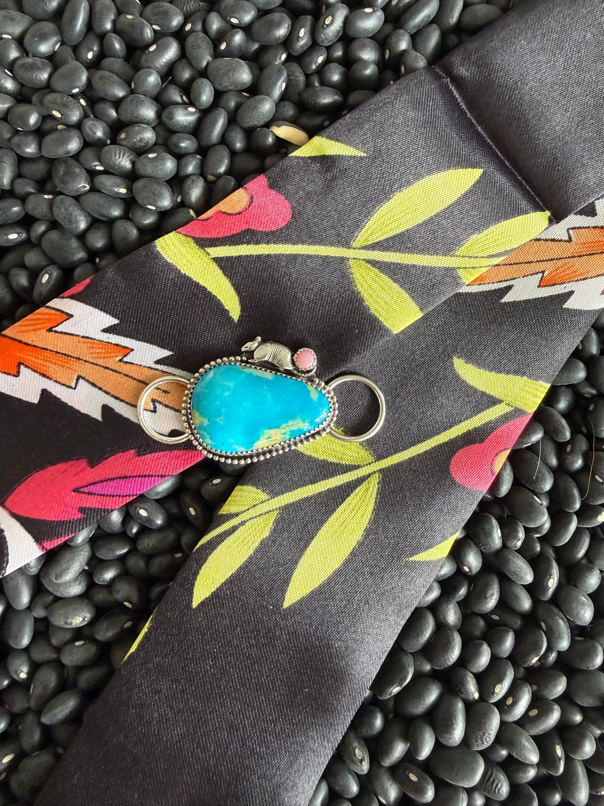 Armadillo Turquoise and Pink Conch Twilly Scarf Charm