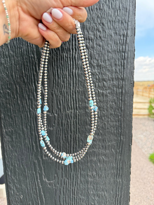 Golden hills and sterling silver pearls 16” with extender