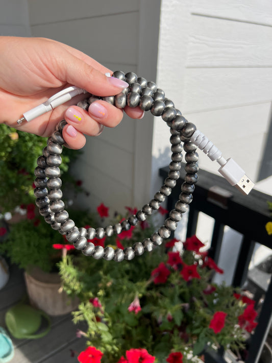 Faux pearls phone charger multi way with USB