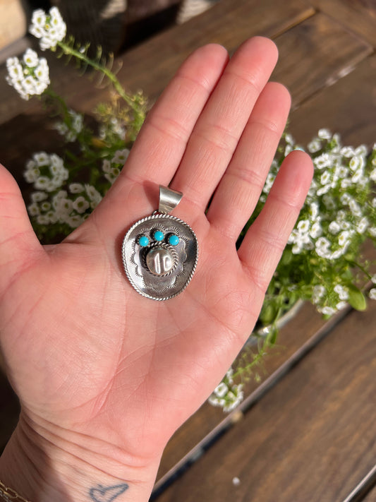 Cowboy hat pendant by Navajo artist Bobby Platero