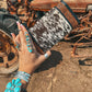 Turquoise Tooled Beauty Wallet, Western Cowhide Style