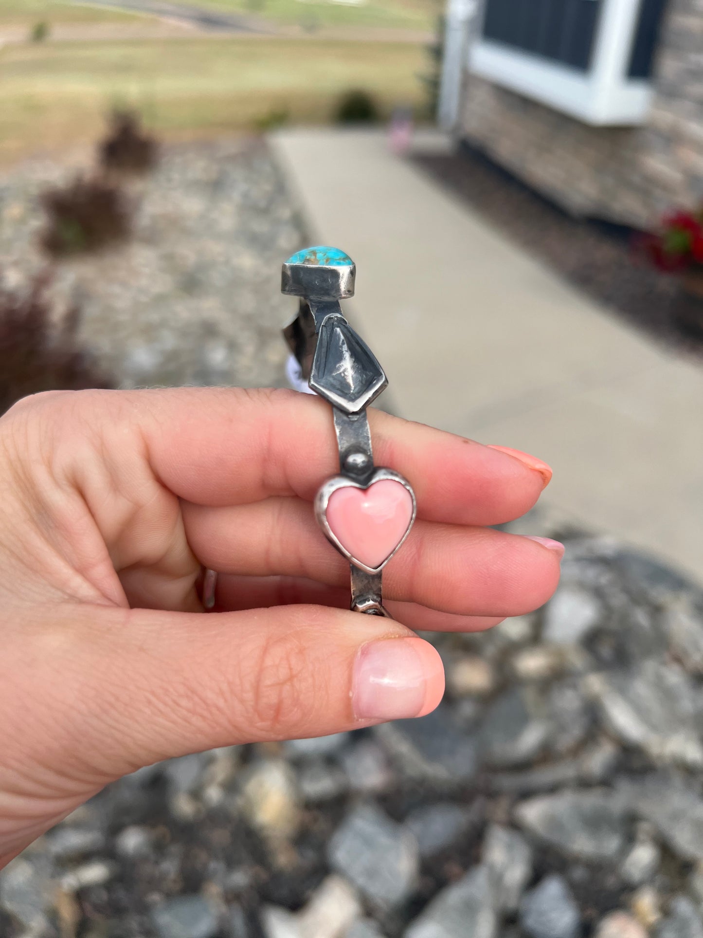 Chimney Butte heart conch and turquoise bangle