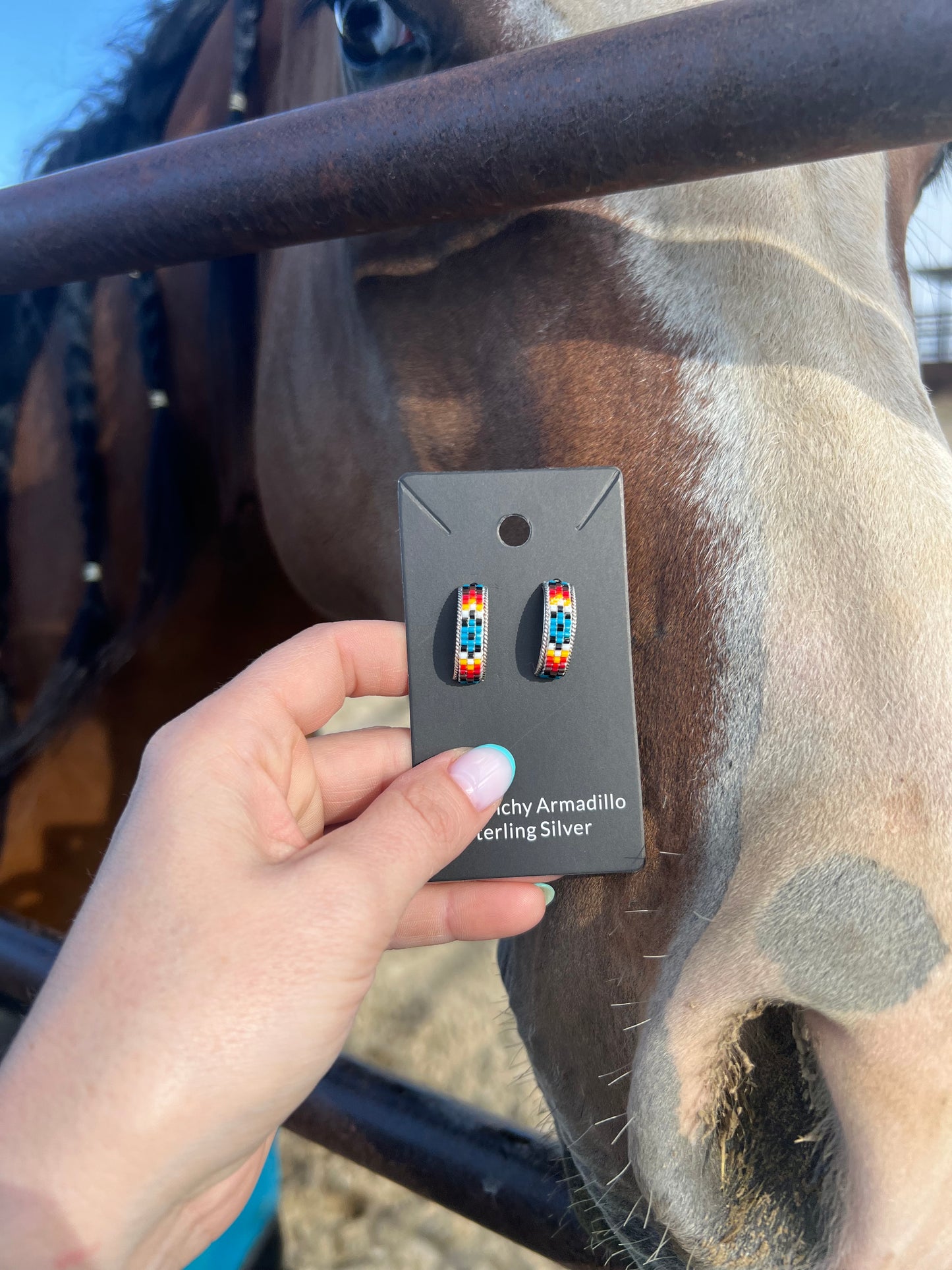 Lucill Ramone Native Made Beaded Half Hoops style 2