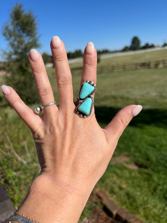 2-Stone Kingman adjustable ring stamped