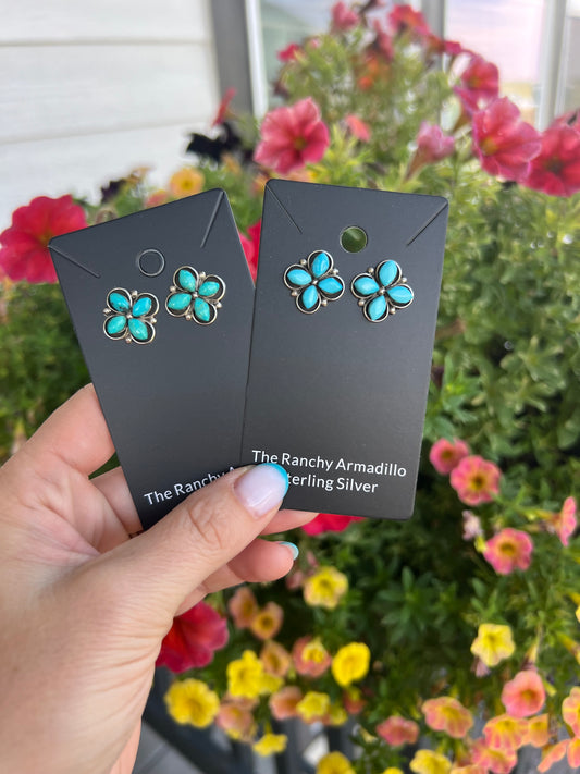 Four Stone Flower clusters Native made studs