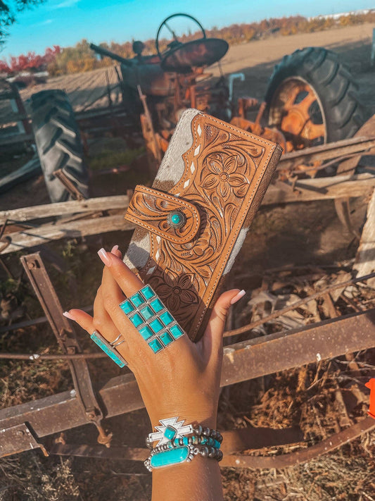 The Hank Cowhide Leather Tooled Wallet a Haute Southern Hyde