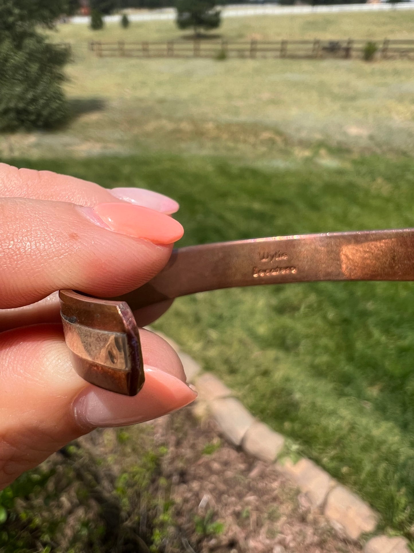 Copper and sterling silver cuff by Wylie Secatero 6.75”