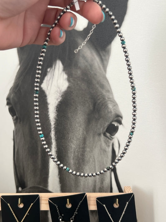 16” desert pearls with Kingman turquoise