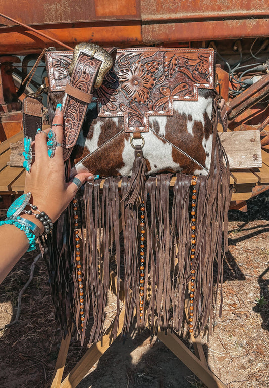 The Lancaster Cowhide Leather Tooled Purse