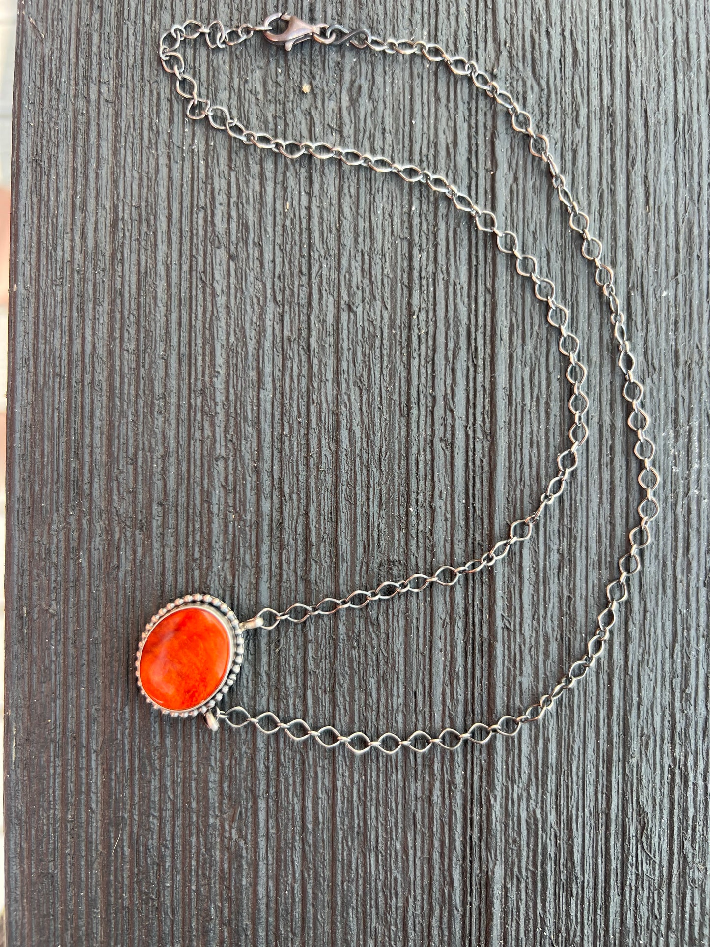 Orange Spiny Necklace by Navajo Scott Skeets 18”