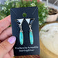White buffalo and turquoise drop earrings by Turnback pony