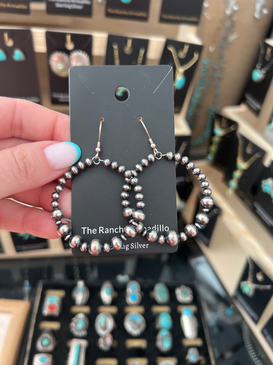 Desert Pearl Dangle Hoops Navajo strung