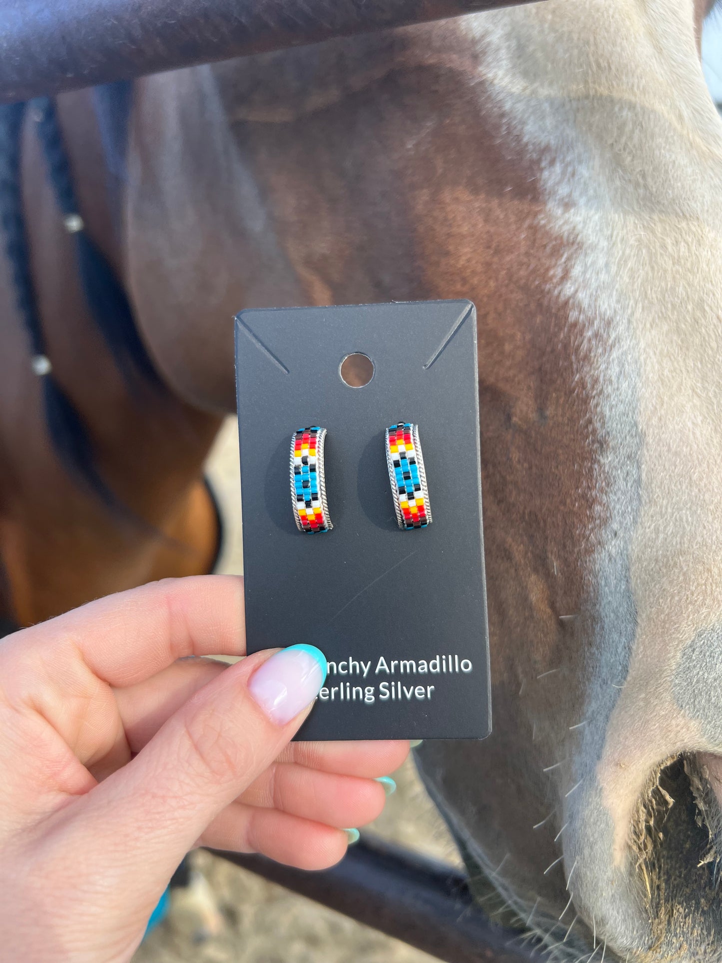 Lucill Ramone Native Made Beaded Half Hoops style 2