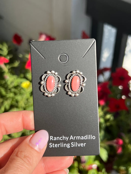 Pink Conch Studs by Native H. Tahe