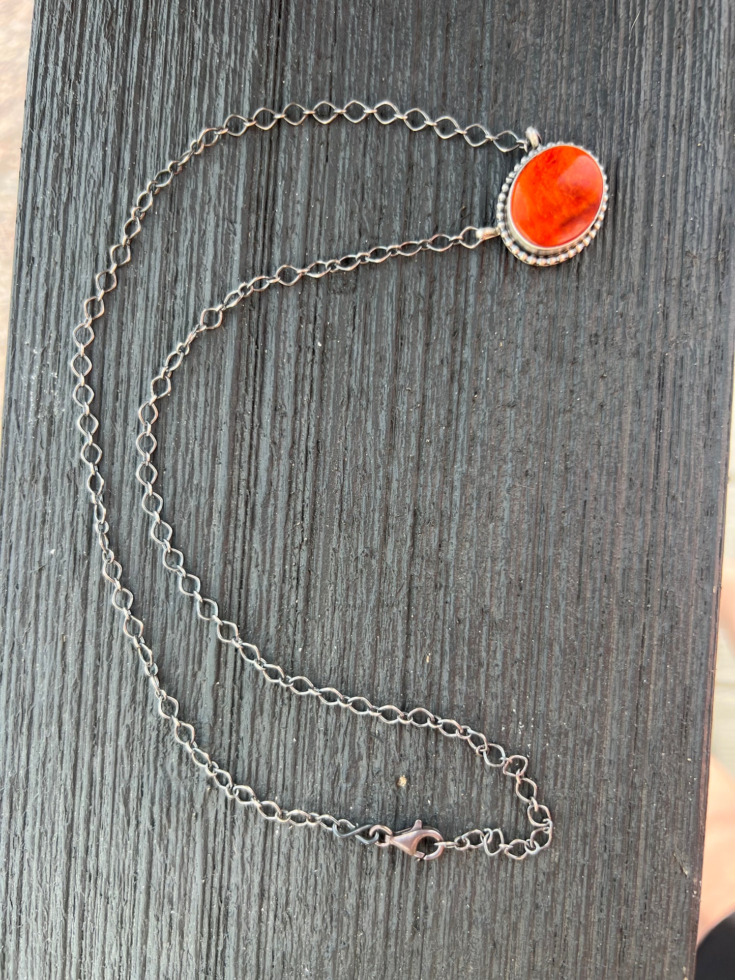 Orange Spiny Necklace by Navajo Scott Skeets 18”