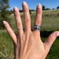 Cigar band sterling silver ring