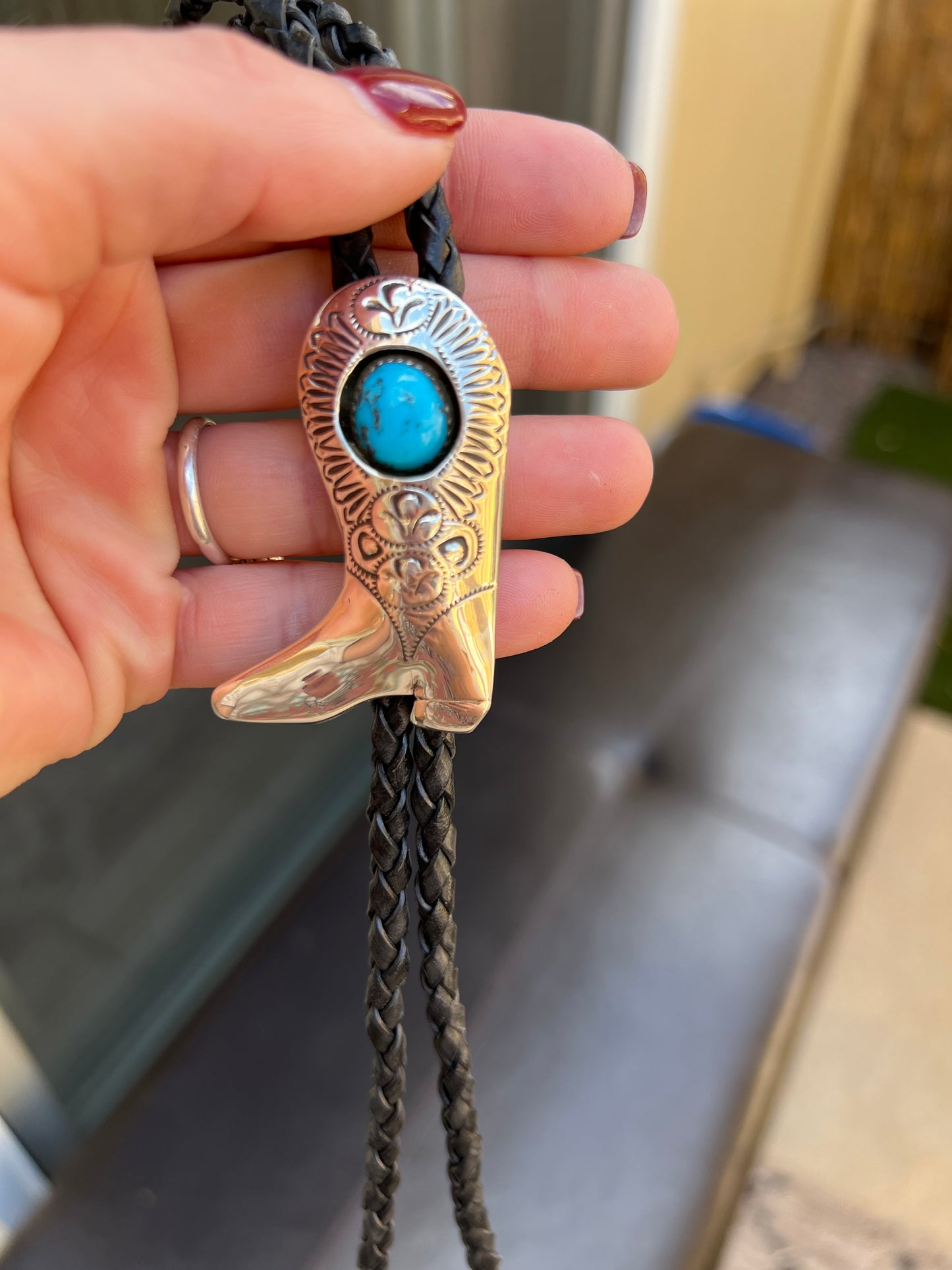 Cowboy boot bolo tie Navajo made