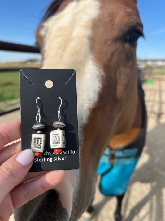 Shelby Montoya Navajo Pearl Box Dangles with spiny
