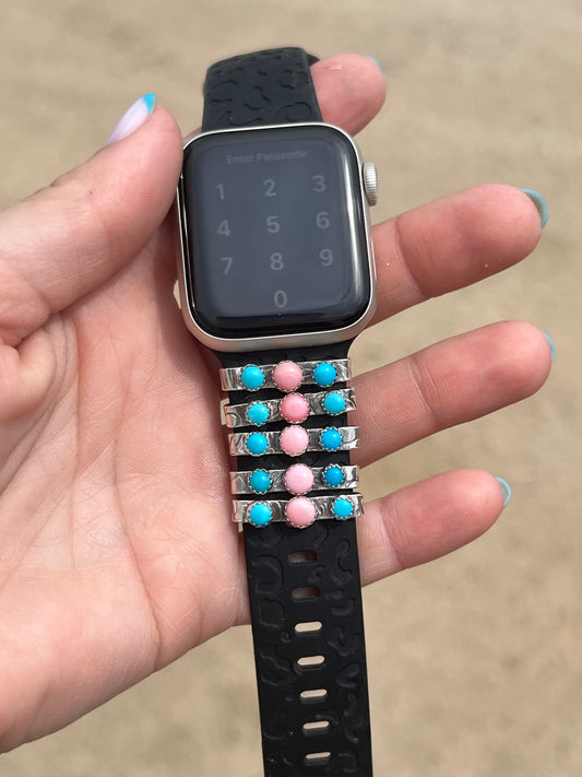 Pink Conch and Turquoise Watch Band Slide