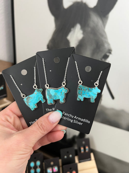 Turquoise heifer 16” necklace