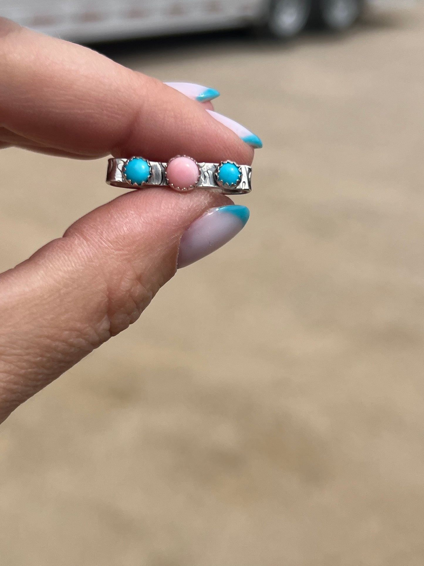 Pink Conch and Turquoise Watch Band Slide