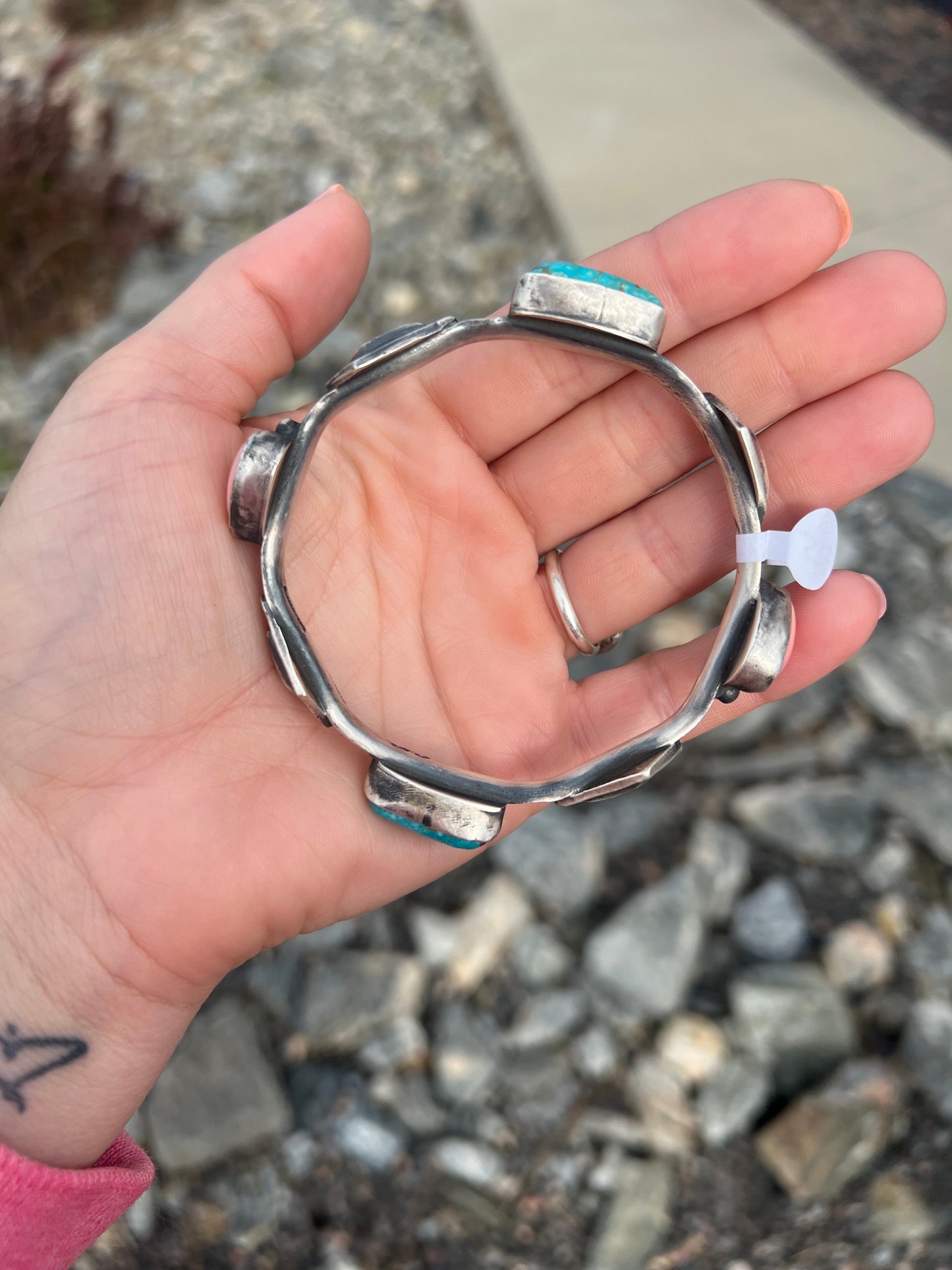 Chimney Butte heart conch and turquoise bangle