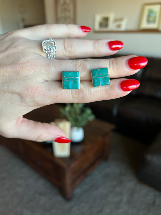 Men’s square cuff links by Eddiesom Yazzie Navajo