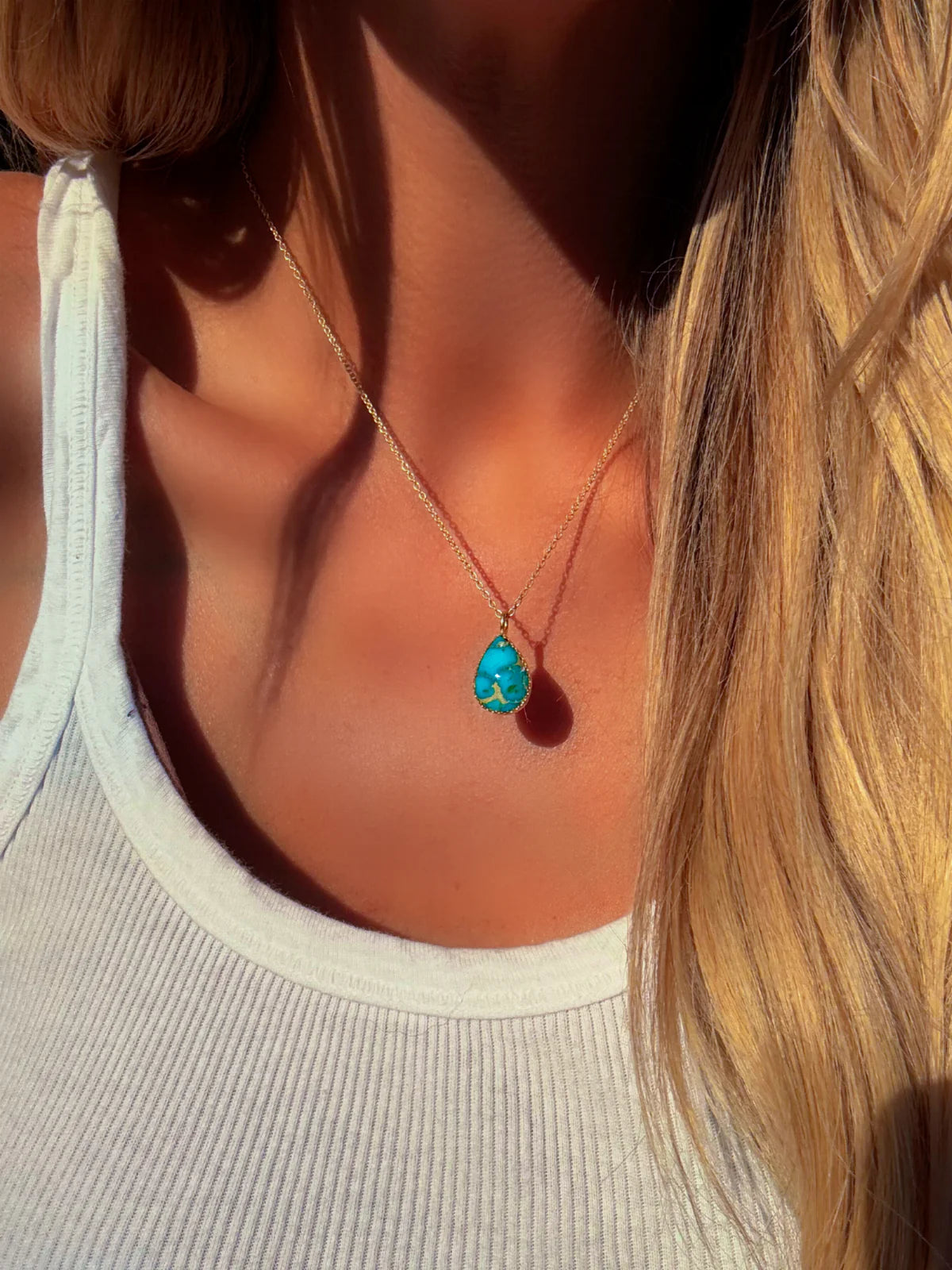 Sawyer Kingman turquoise and gold necklace