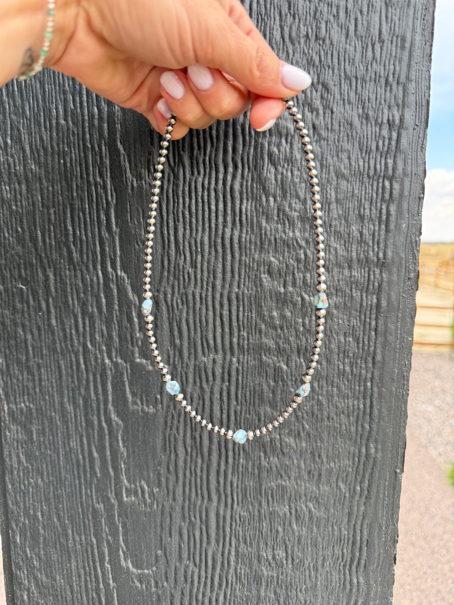 Golden hills and sterling silver pearls 16” with extender