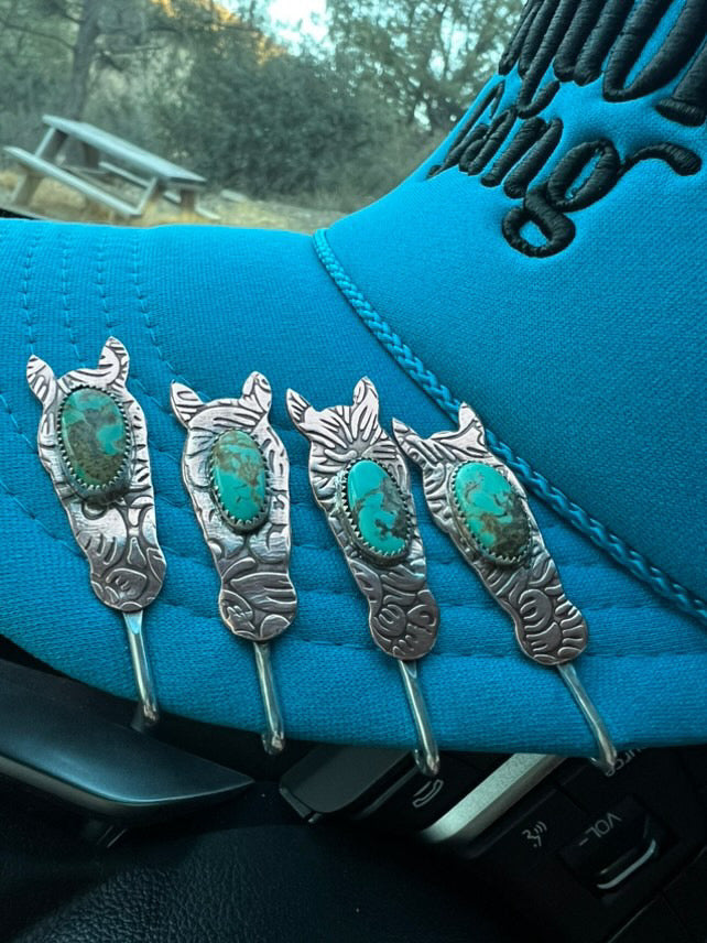 Hat clip Authentic turquoise, copper and silver handmade in Arizona by American artist Harvest