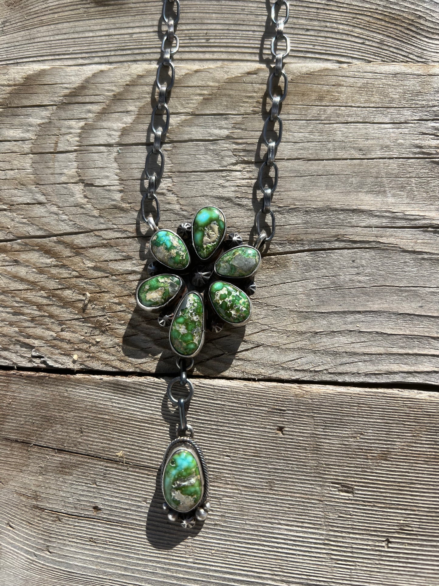 Sonoran Gold Floral Lariat by Lorenzo Juan Navajo