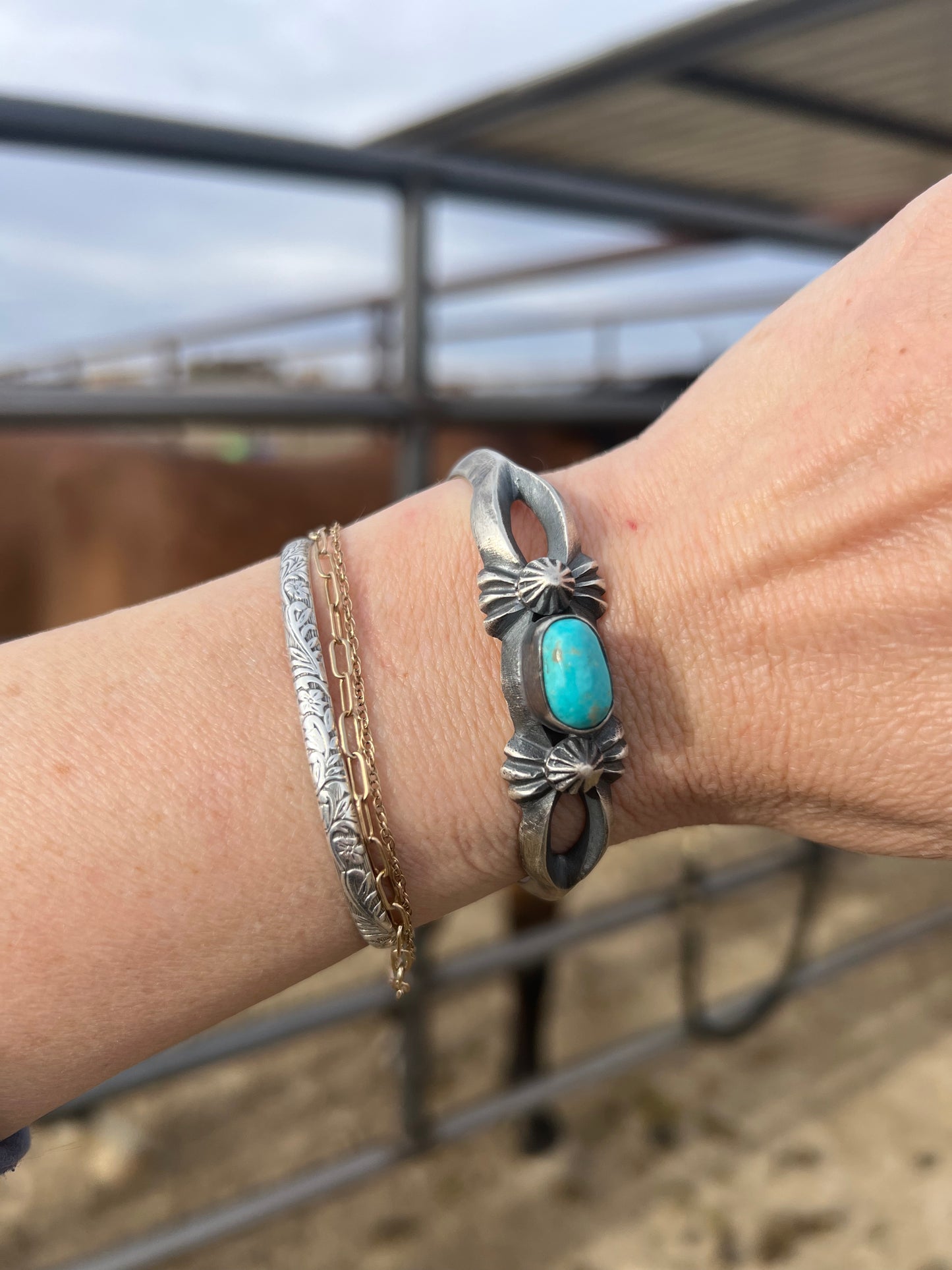 Chimney Butte Navajo Sterling and Kingman cuff