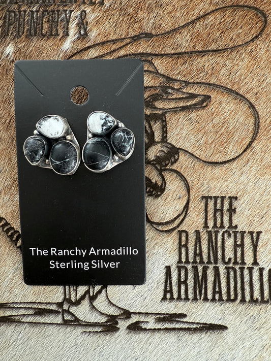 Large White buffalo cluster earrings