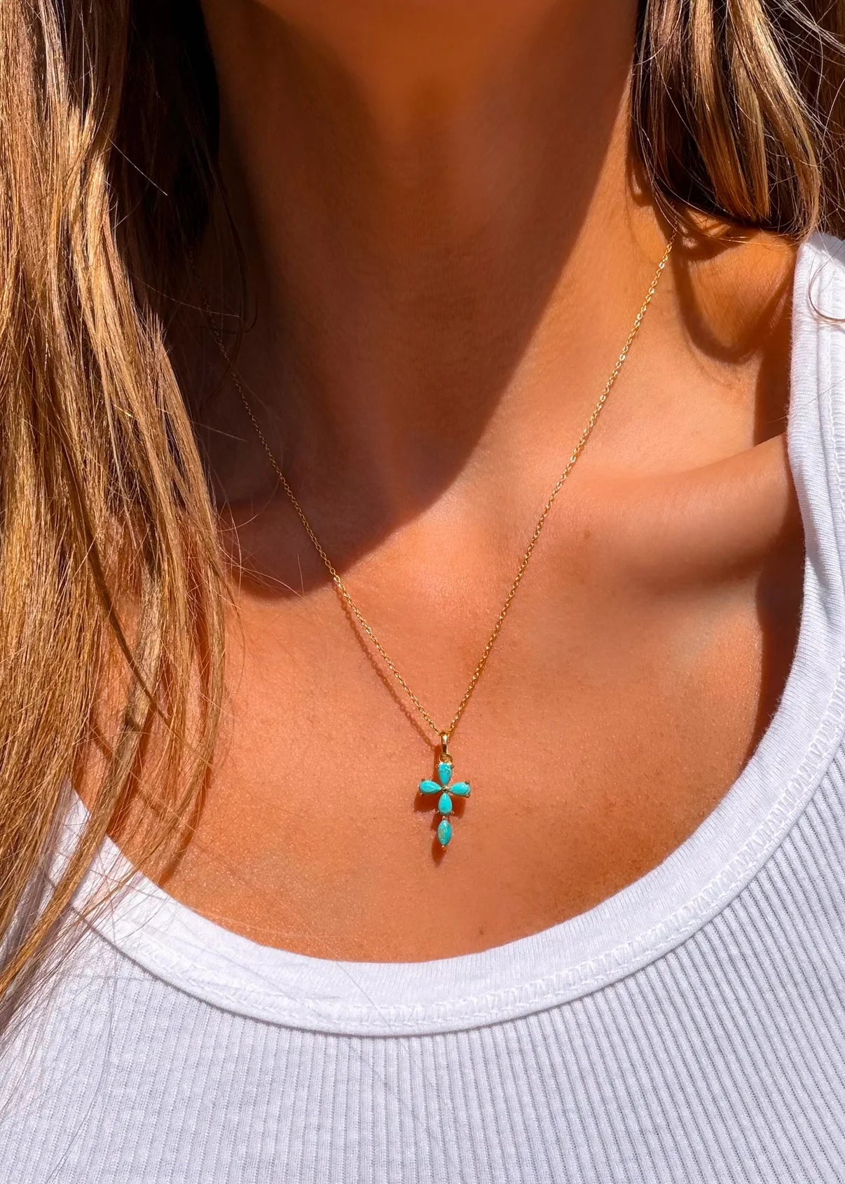 Turquoise Cross necklace by Turnback Pony