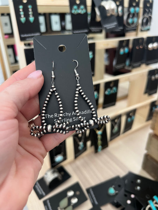 Desert Pearl Bow Earrings Navajo Strung 2” length