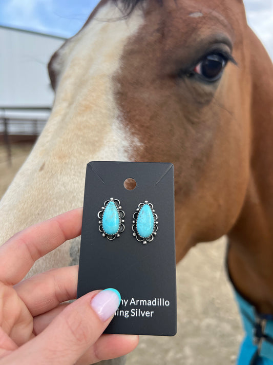 Freda Martinez Navajo Kingman Turquoise studs