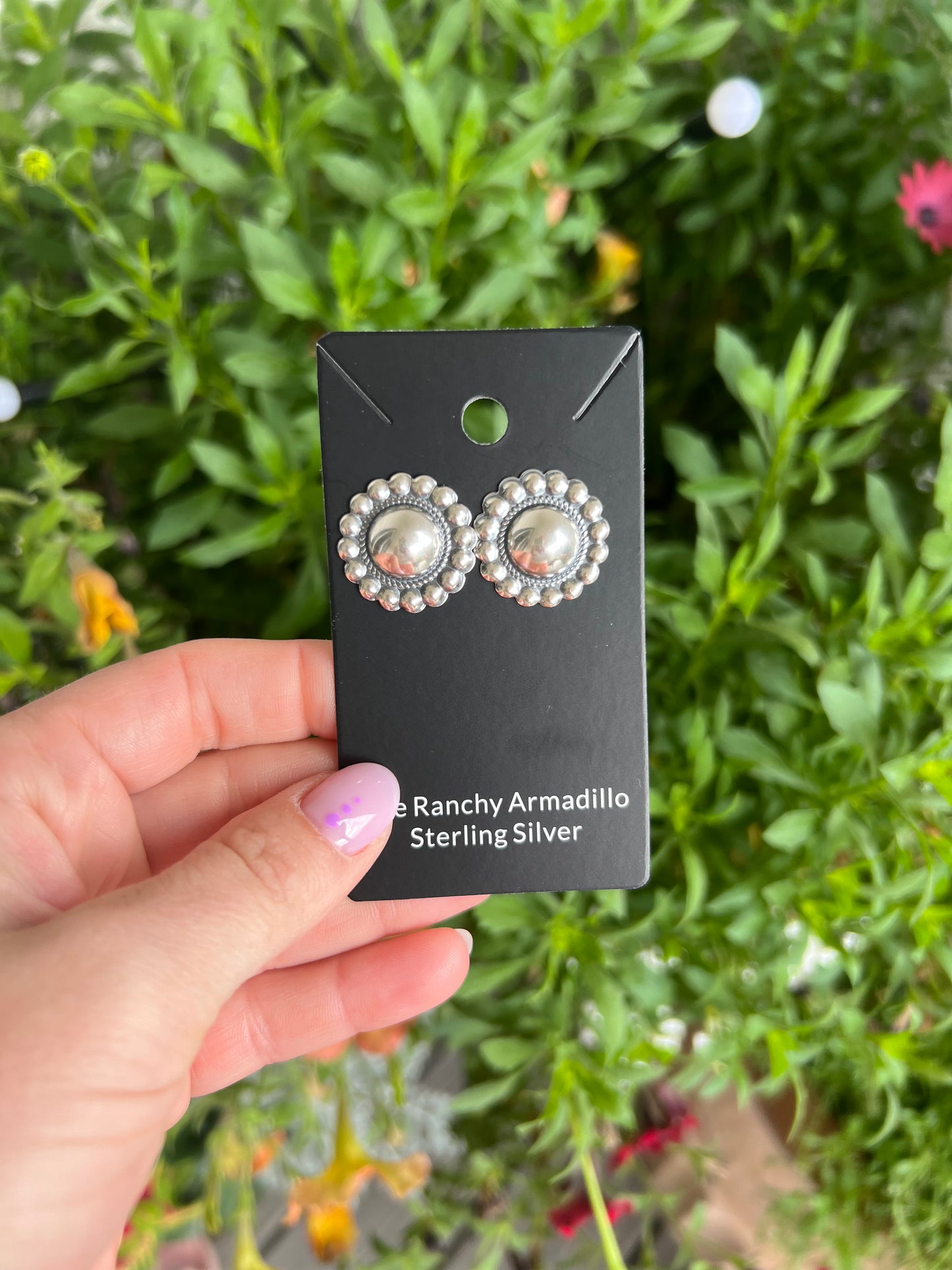 Sterling silver Concho Earrings medium