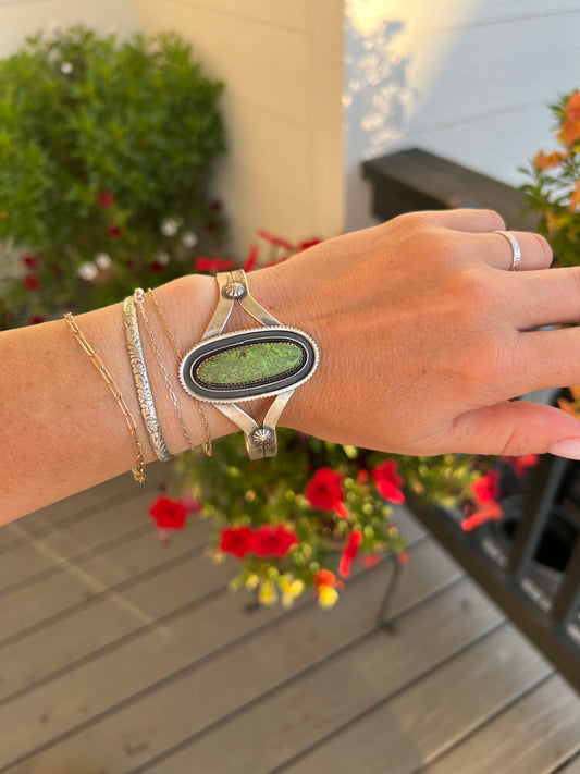 Tom Donetso Handmade Navajo Cuff with Gaspeite