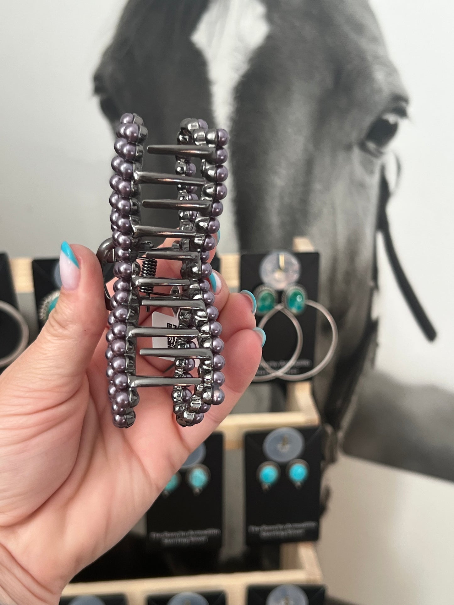 Bow Faux Pearl Claw clip