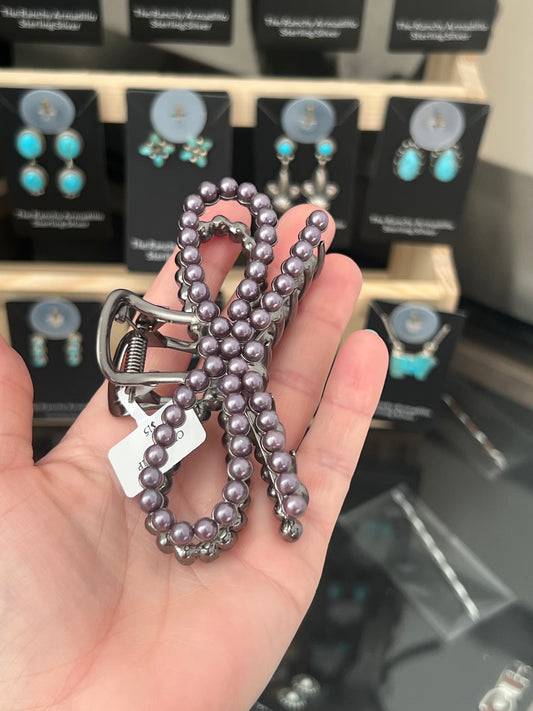 Bow Faux Pearl Claw clip
