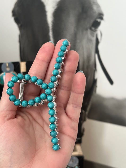 Faux turquoise large claw clip