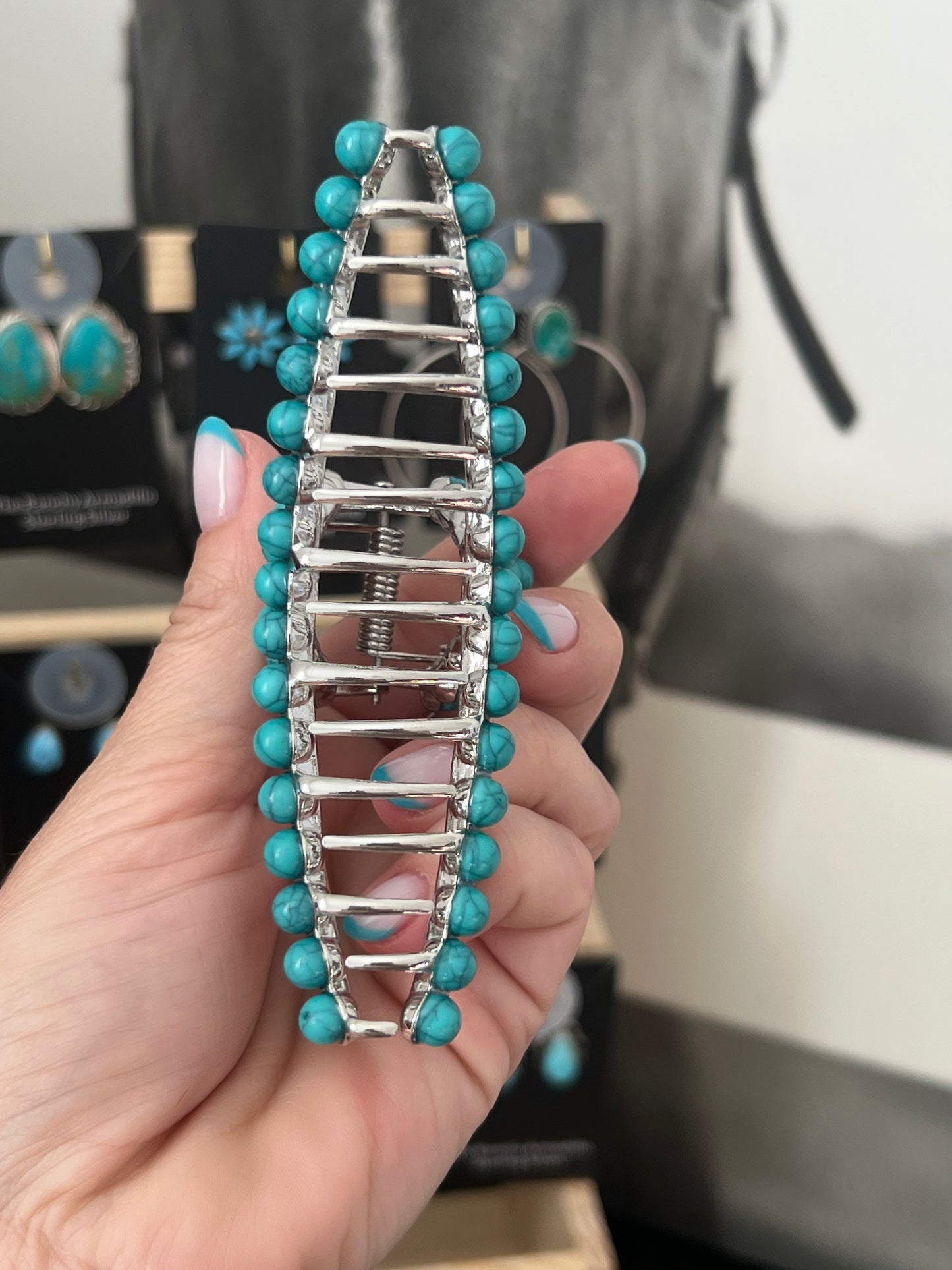 Faux turquoise large claw clip