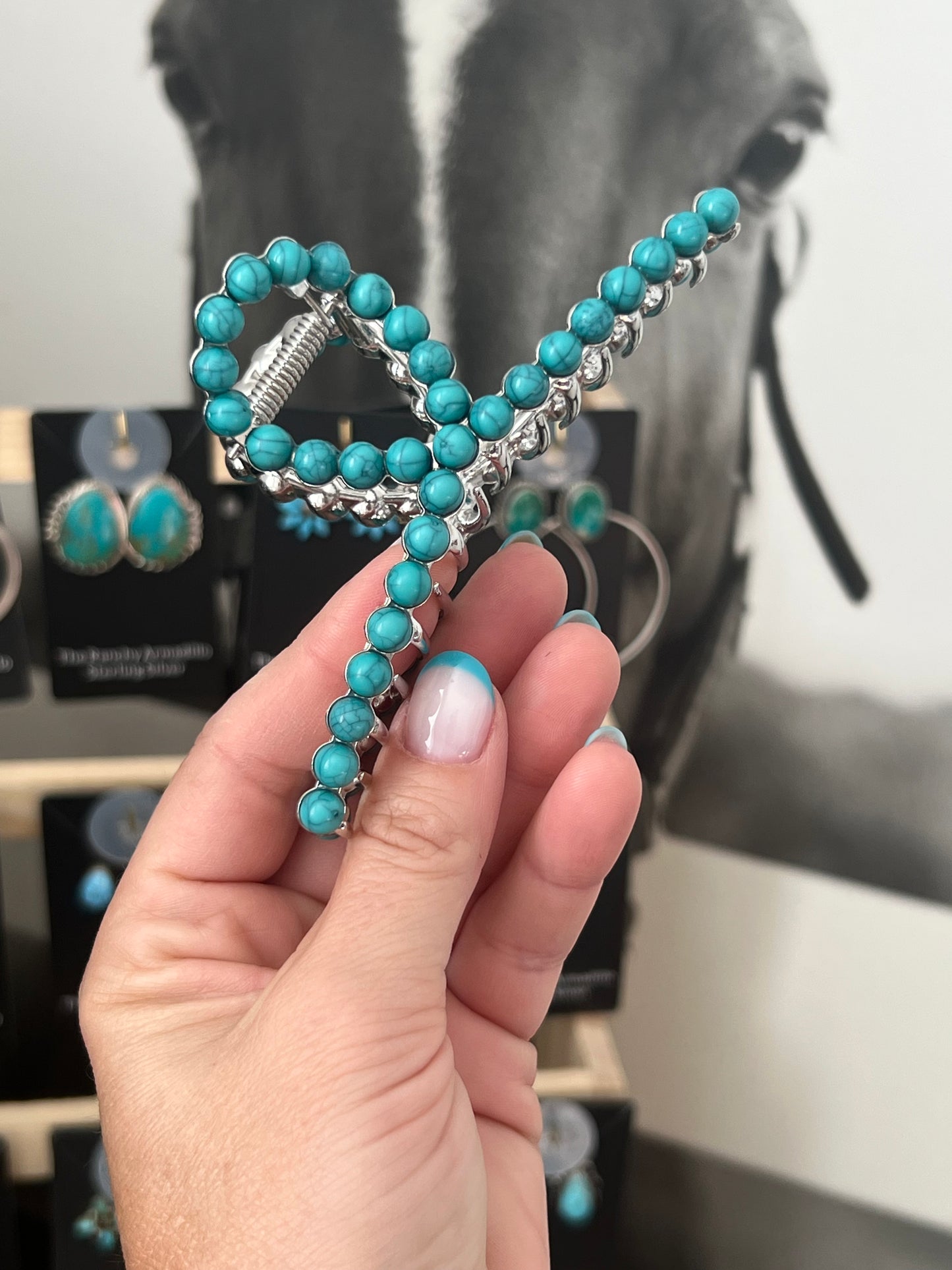 Faux turquoise large claw clip