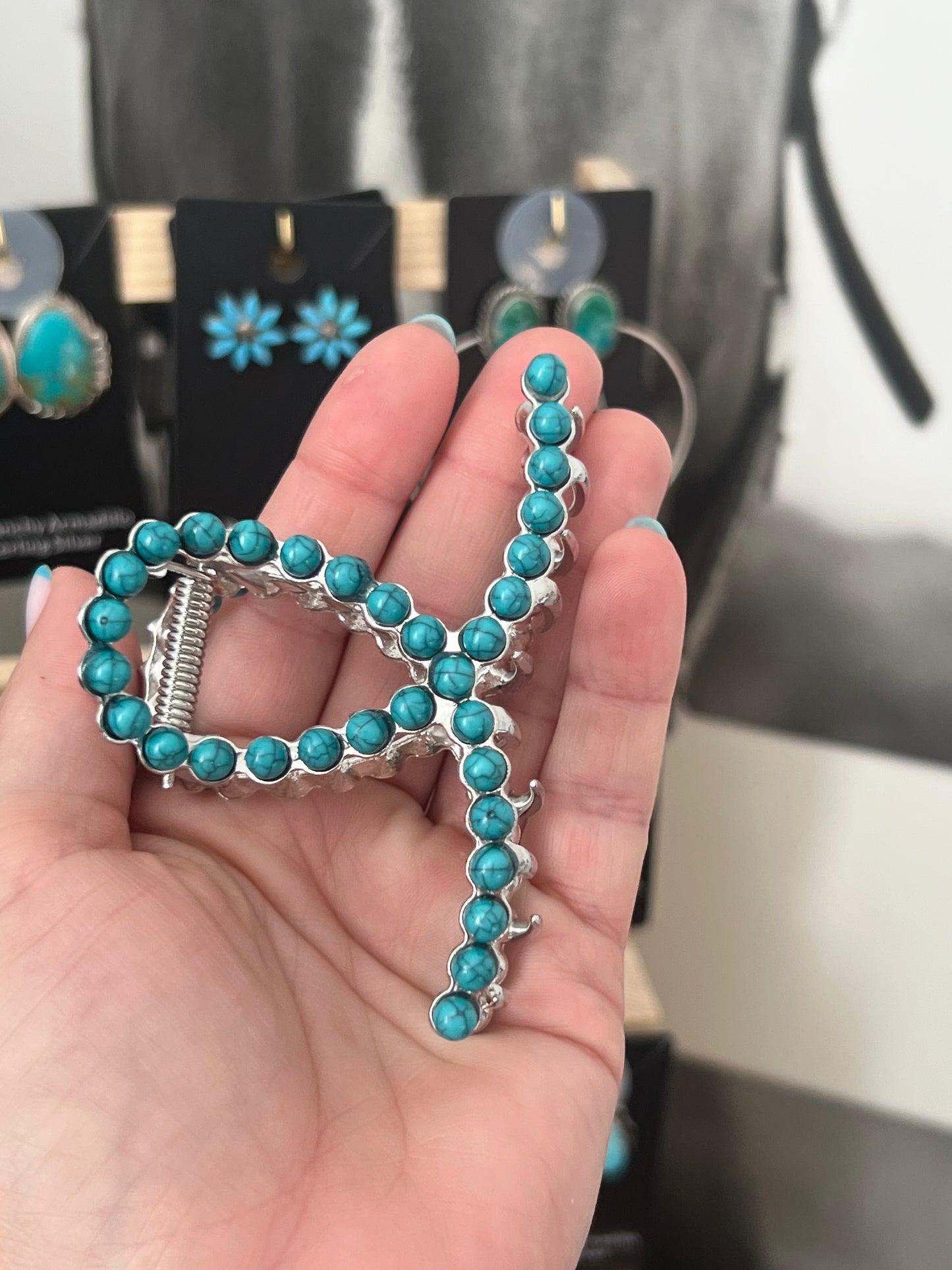 Faux turquoise small claw clip