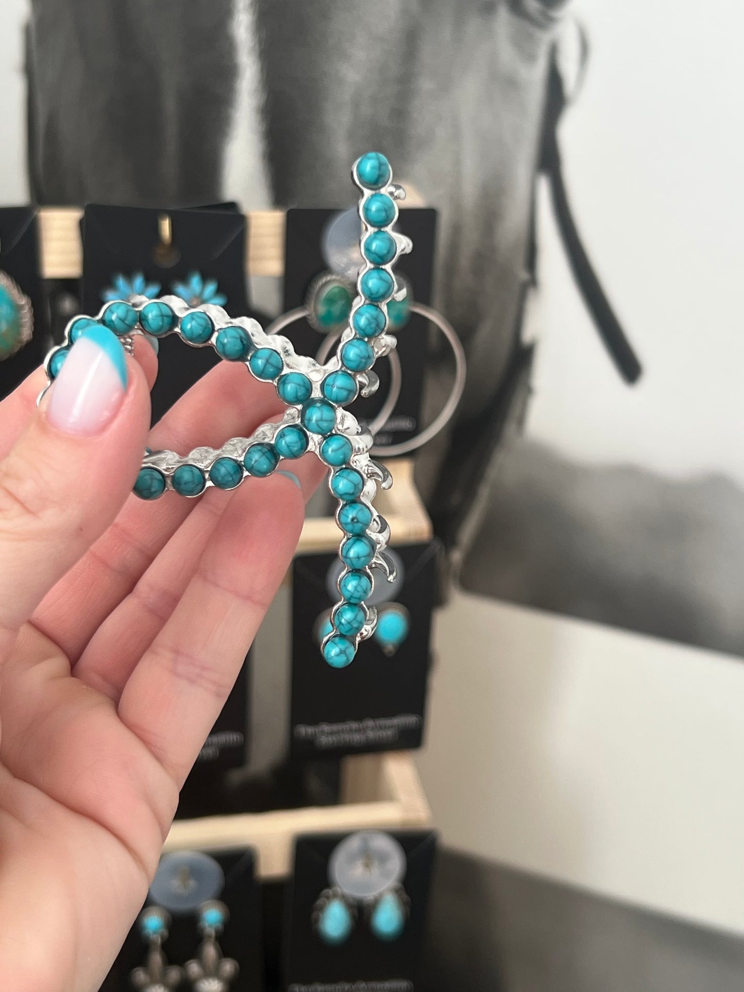 Faux turquoise small claw clip