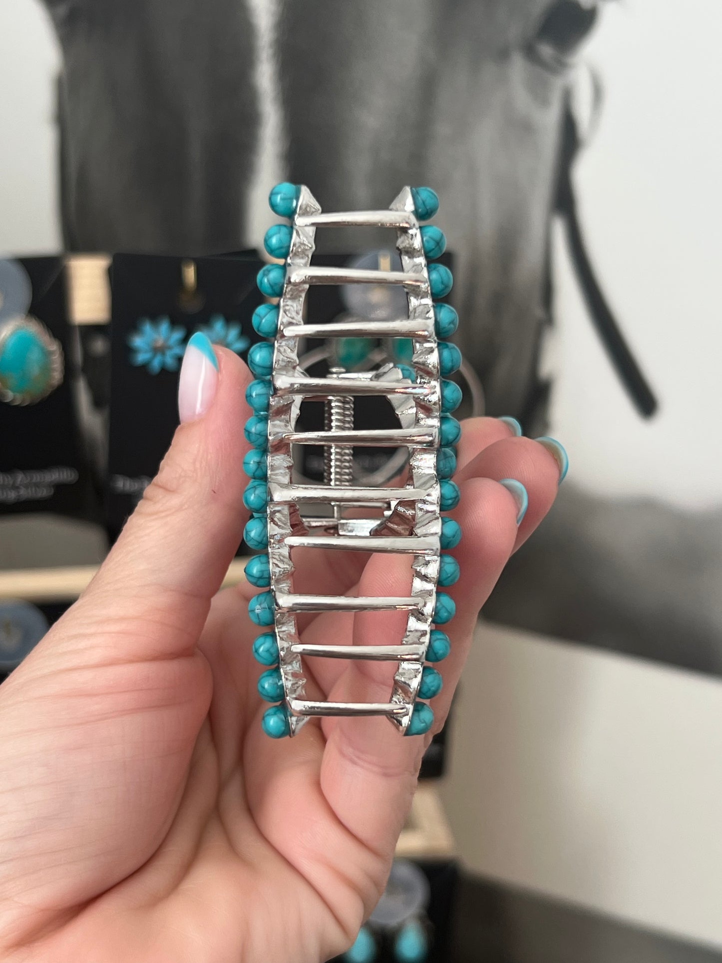 Faux turquoise small claw clip