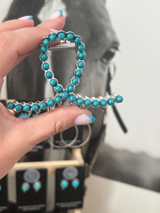 Faux turquoise small claw clip