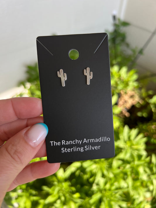 Cactus sterling studs earrings